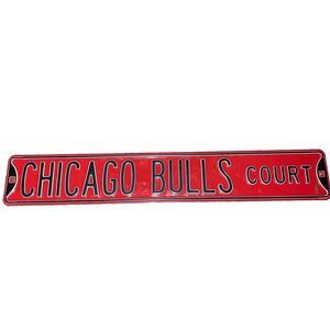 Chicago Bulls‎ Court Officially Licensed Steel 36x6 Red Black NBA Street Sign